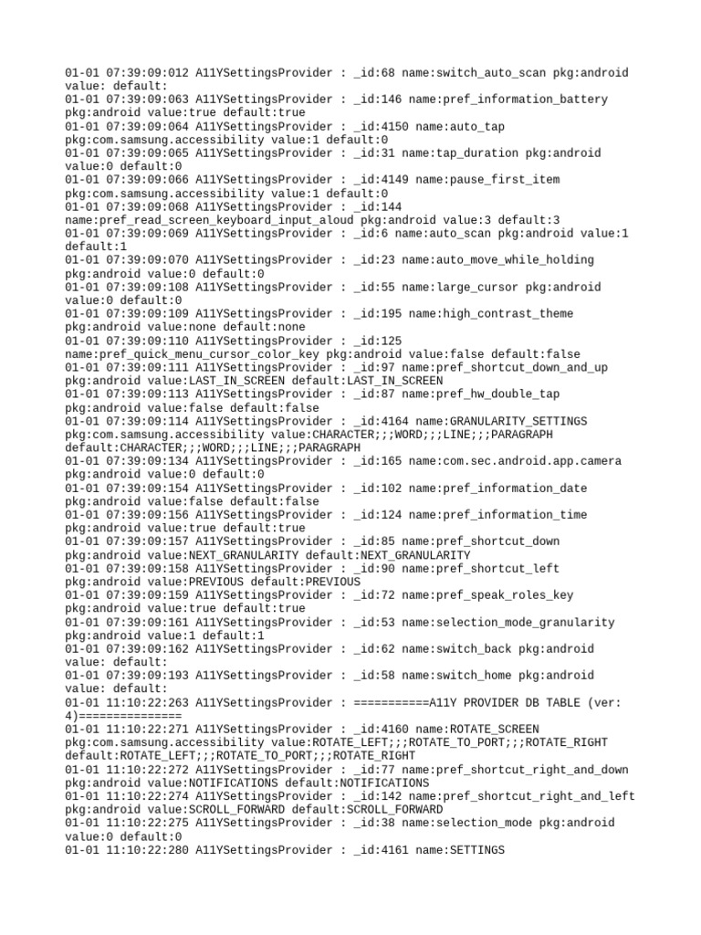 Accessibility Settings Provider Log | PDF | Operating System Families ...