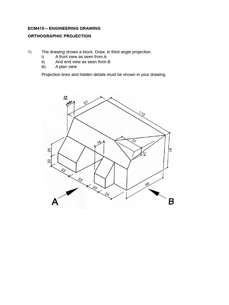 Engineering Drawing: Orthographic Projections | PDF