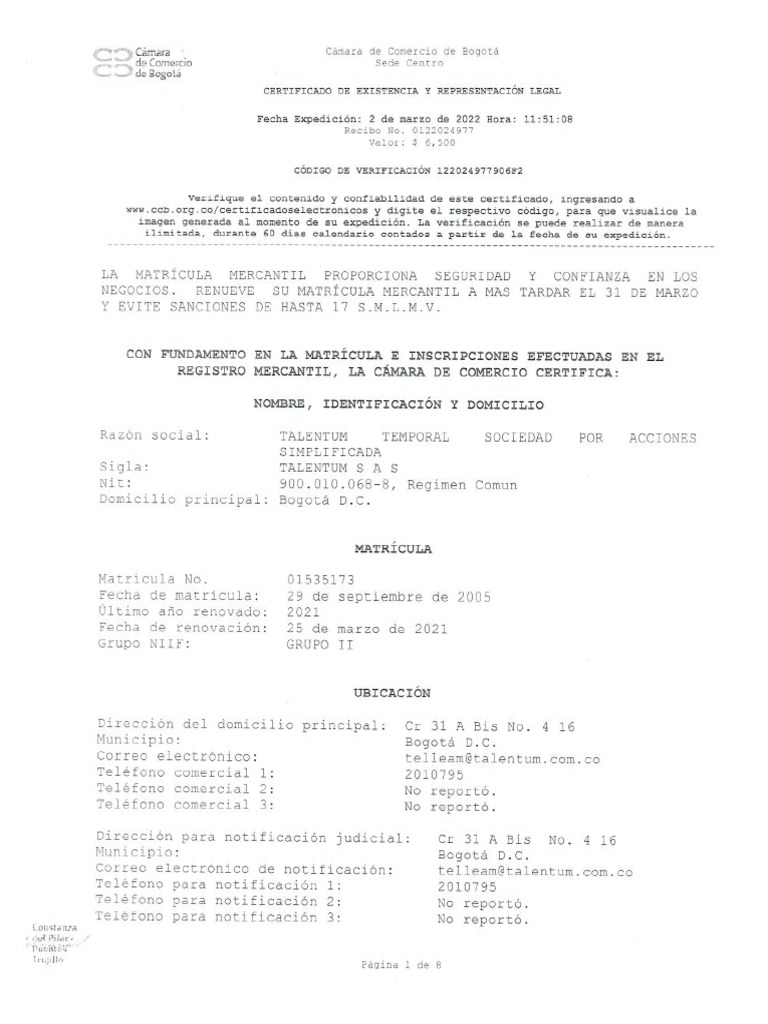 Camara de Comercio 02 Marzo 2022 | PDF