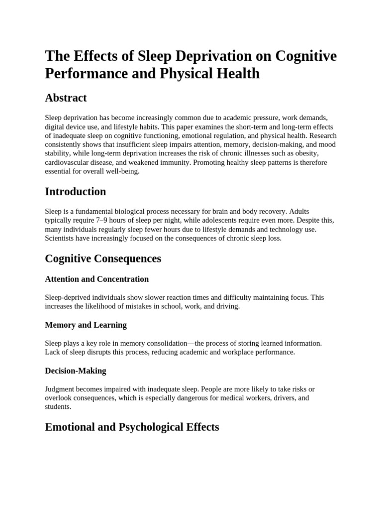 Impact of Sleep Deprivation on Health | PDF | Sleep Deprivation | Sleep