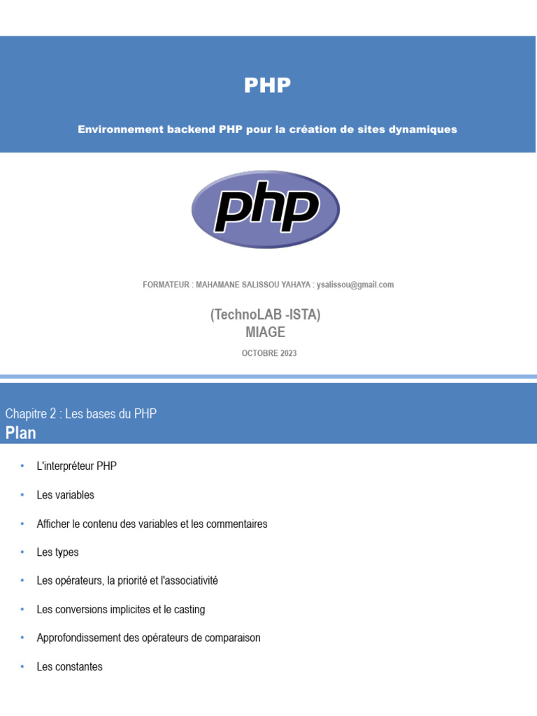 Introduction aux bases de PHP | PDF | Interface en ligne de commande | PHP