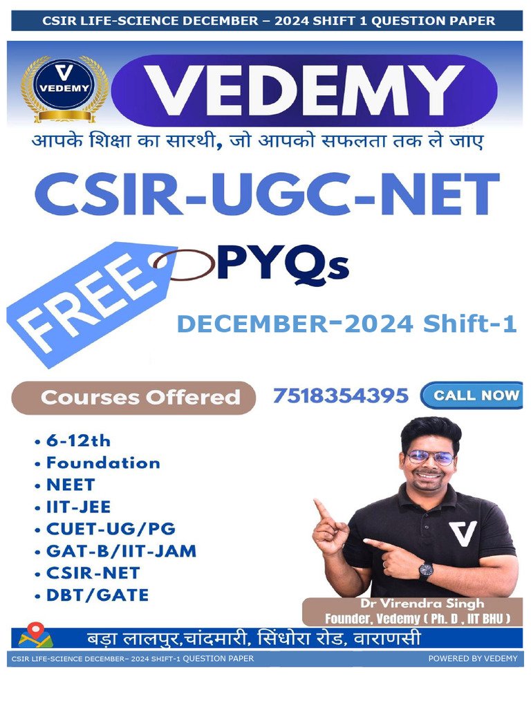 CSIR Life Science Dec 2024 Shift-1 Paper | PDF | Cell Adhesion ...