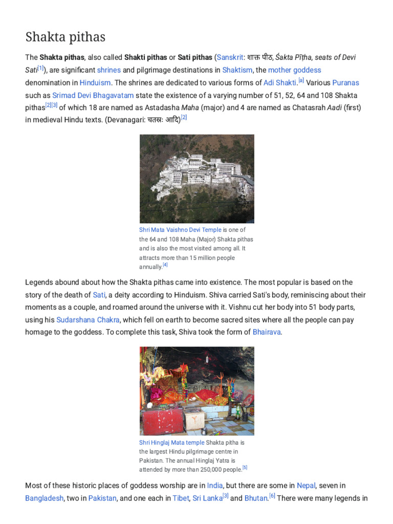 Shakta Pithas - Wikipedia | PDF | Hindu Gods | Hindu Theology