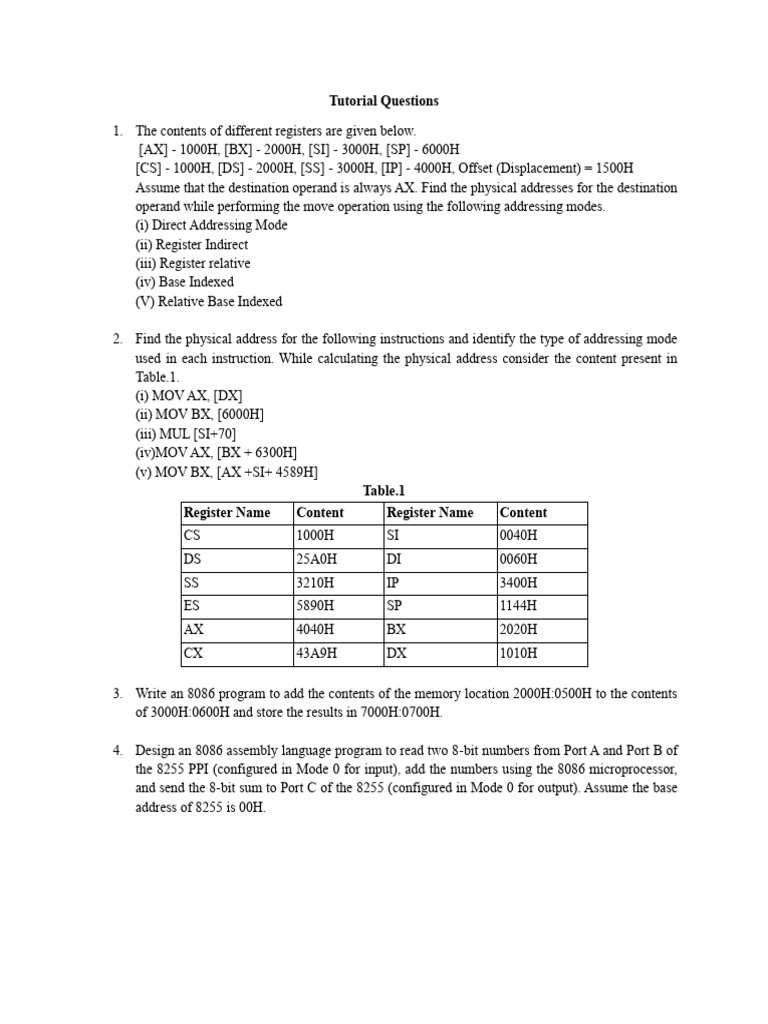 8086 Assembly Language Programming Guide | PDF | Computer Architecture ...