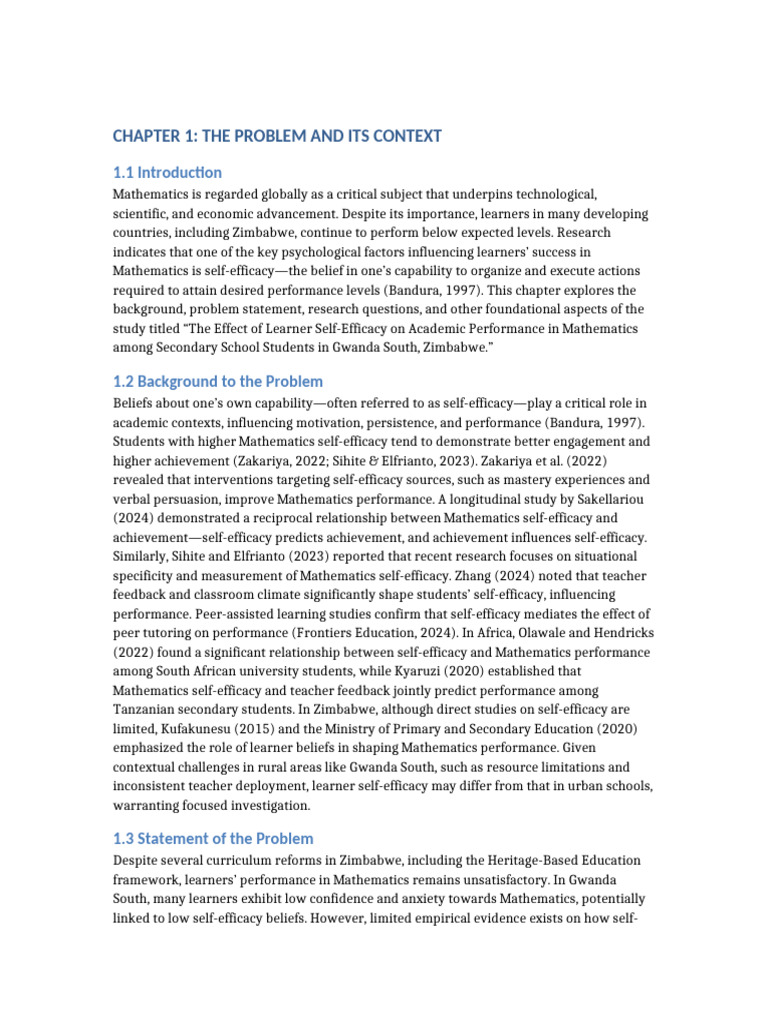 Self-Efficacy's Impact on Math Performance | PDF | Self Efficacy ...