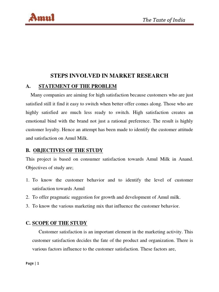 Consumer Satisfaction Study on Amul Milk | PDF | Sampling (Statistics ...