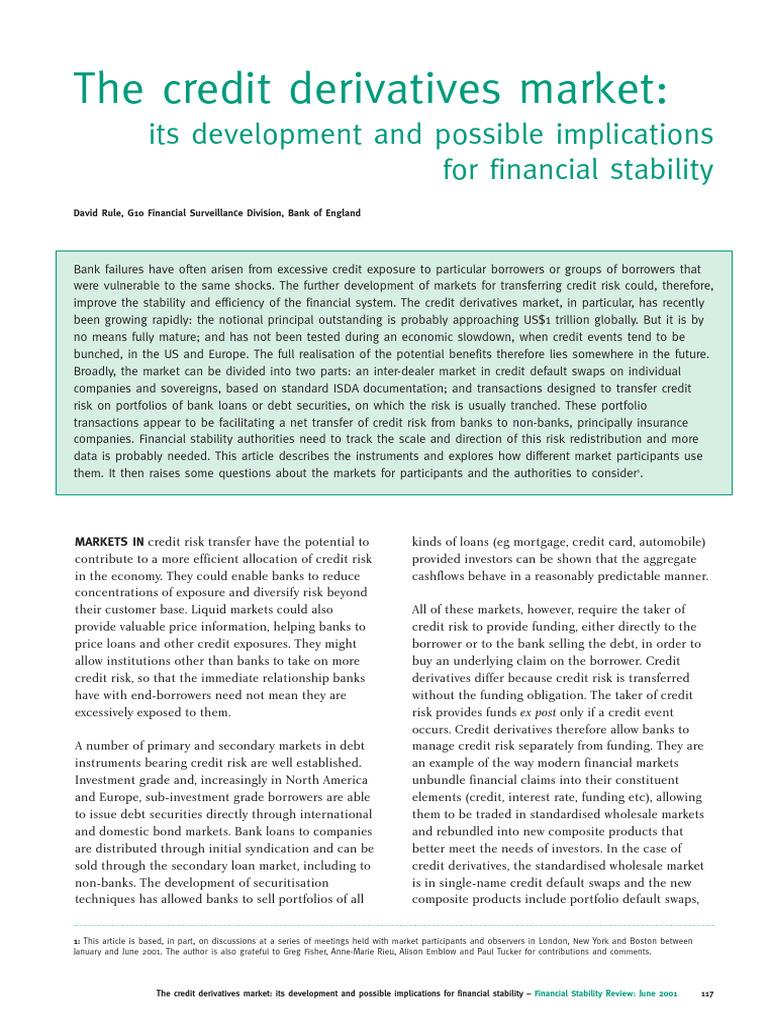 Credit Derivatives: Market Impact & Risks | PDF | Credit Default Swap ...