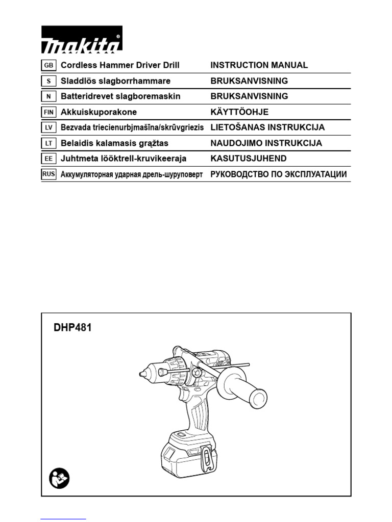 GB Cordless Hammer Drill Manual DHP481 | PDF | Screw | Drill