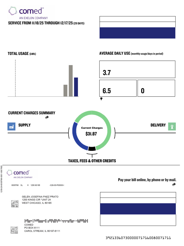 ComEd Electric Bill Summary 2025 | PDF | Fee