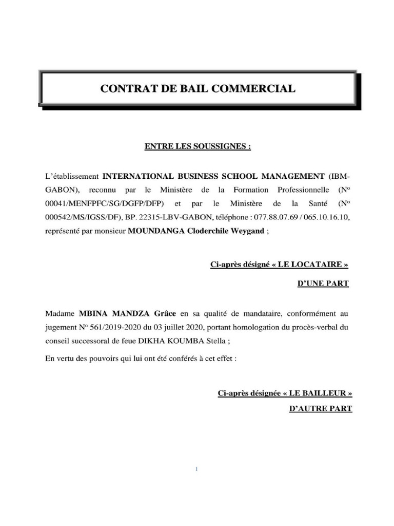 Contrat de Bail IBM Montalier | PDF