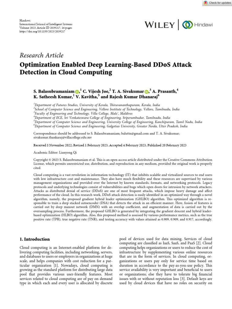Optimized DDoS Detection in Cloud Computing | PDF | Cloud Computing ...