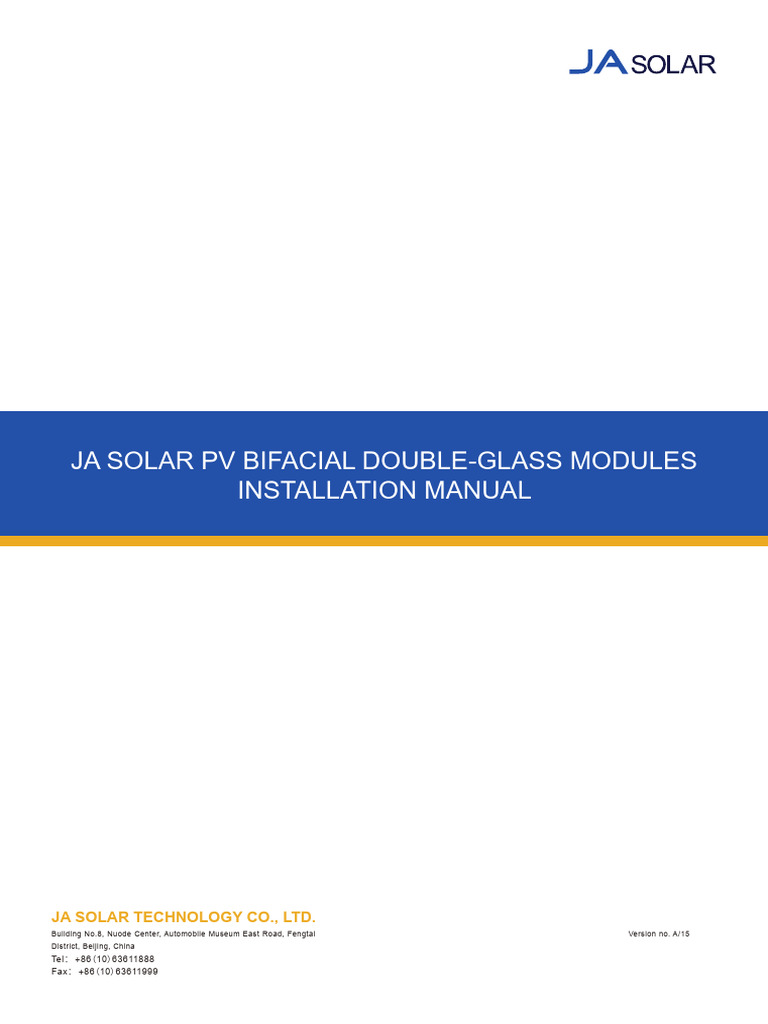 JA Solar Bifacial Module Installation Guide | PDF | Solar Panel ...
