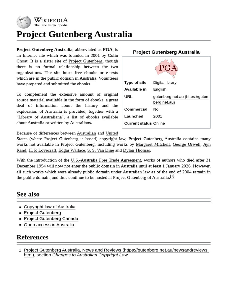 Project Gutenberg Australia: Free Ebooks | PDF