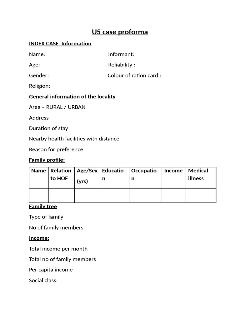 U5 Case Proforma | PDF | Calorie | Breastfeeding