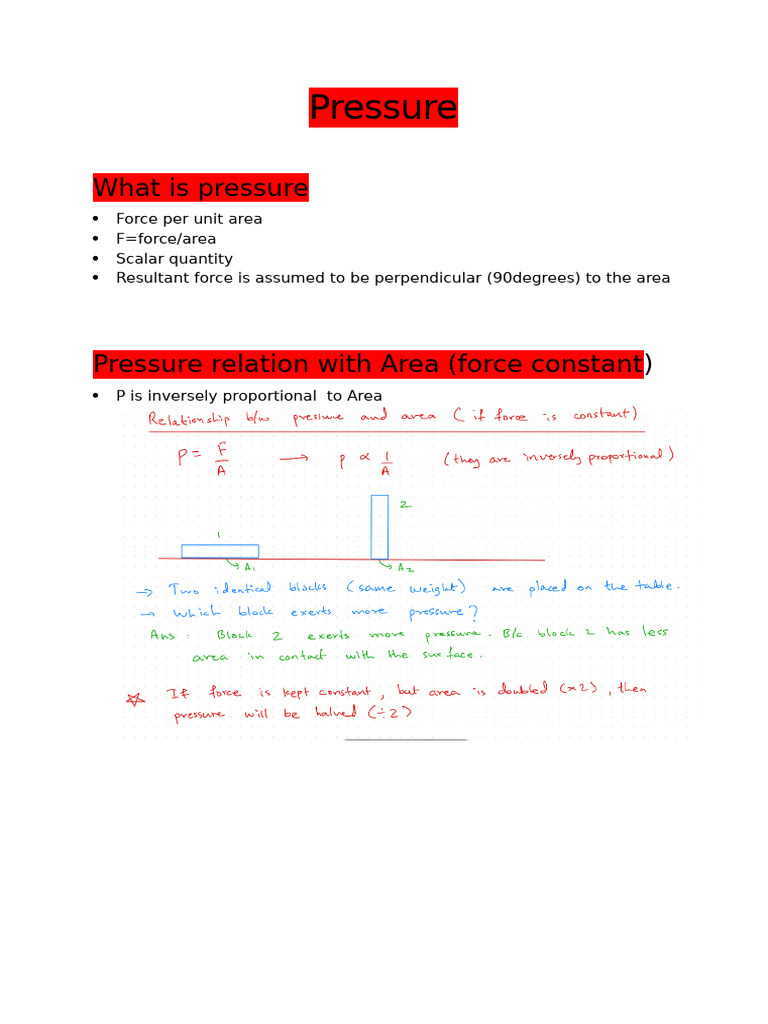 Understanding Pressure: Definitions & Concepts | PDF
