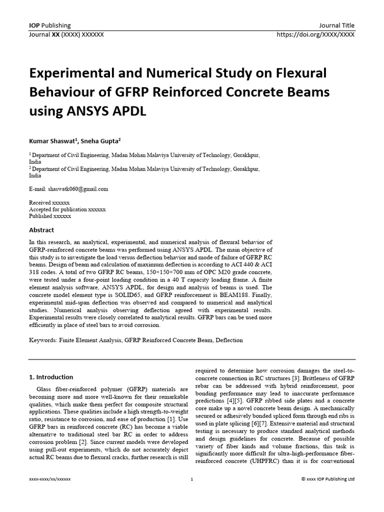 GFRP Reinforced Concrete Beam Analysis | PDF | Strength Of Materials ...