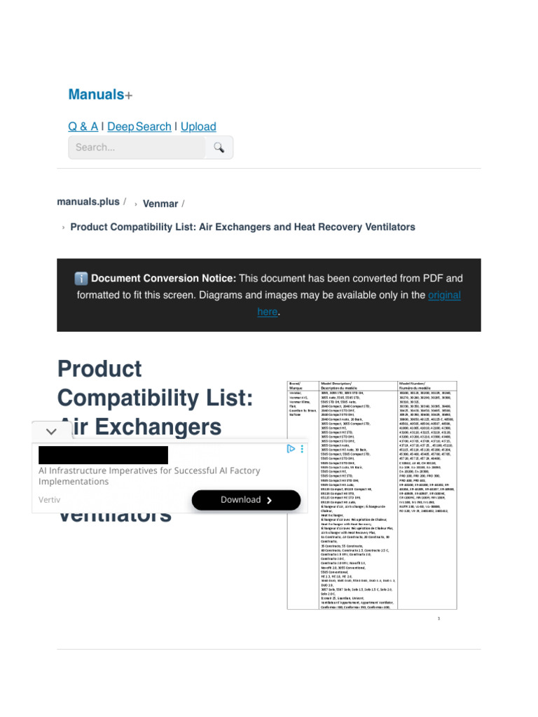 Venmar Air Exchangers Compatibility List | PDF | Computing | Software