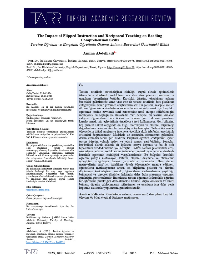 The Impact of Flipped Instruction and Reciprocal Teaching on Reading ...
