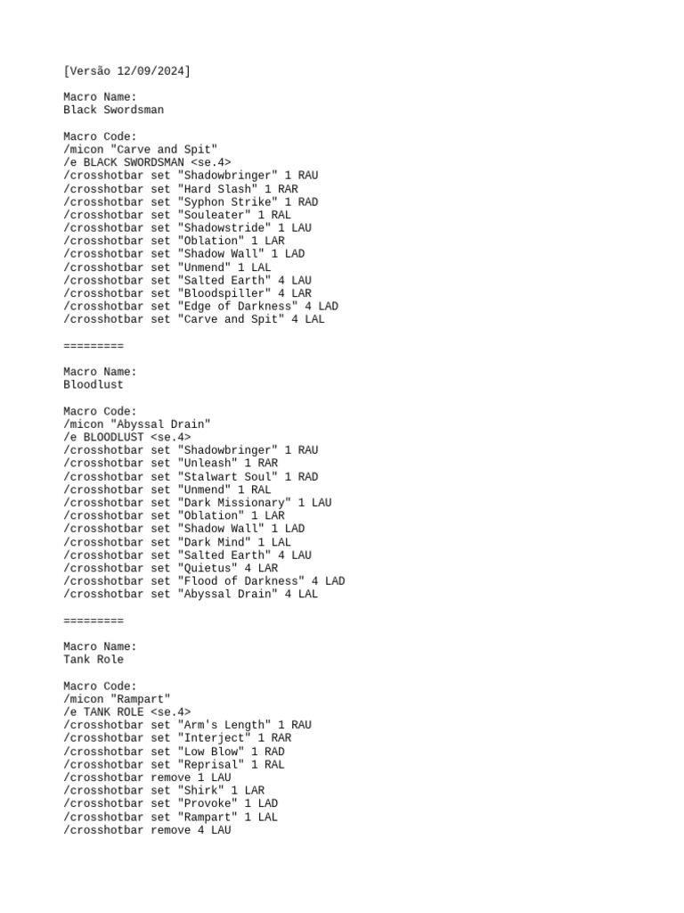 FFXIV Macro Setup for Combat Roles | PDF