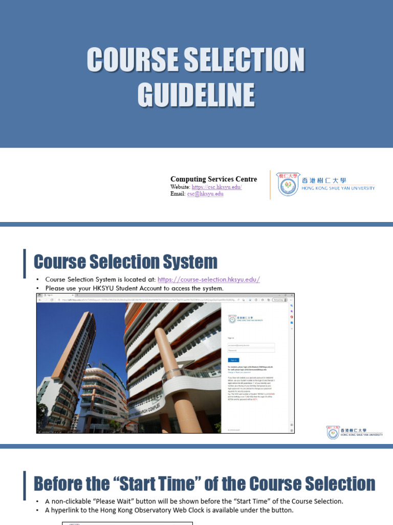 HKSYU Course Selection Guidelines | PDF | Chess Theory | Chess
