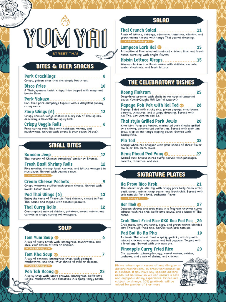Yum Yai Street Thai | PDF | Thai Cuisine | Curry