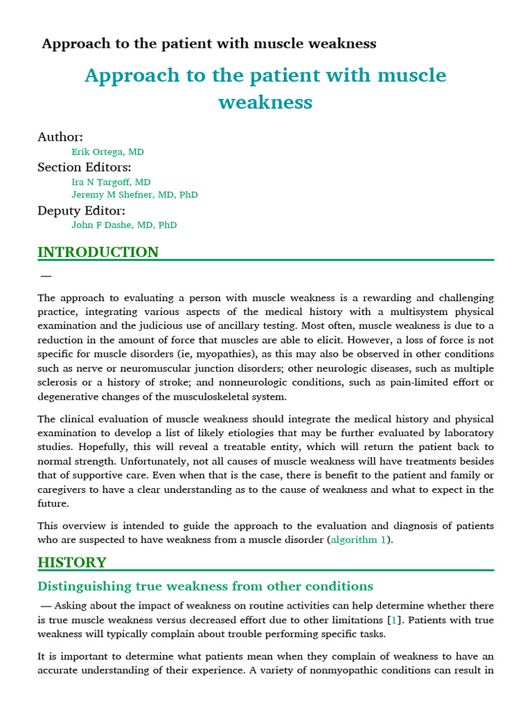 Evaluating Muscle Weakness in Patients | PDF | Weakness | Electromyography