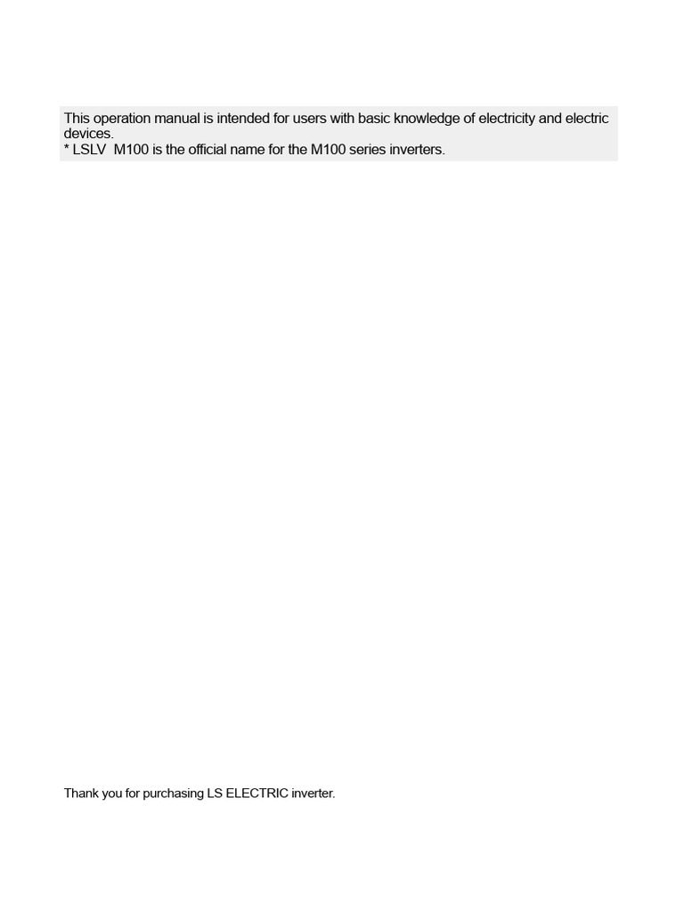 LS Electric LSLV-M100 Inverter Manual | PDF | Electrical Wiring | Power ...