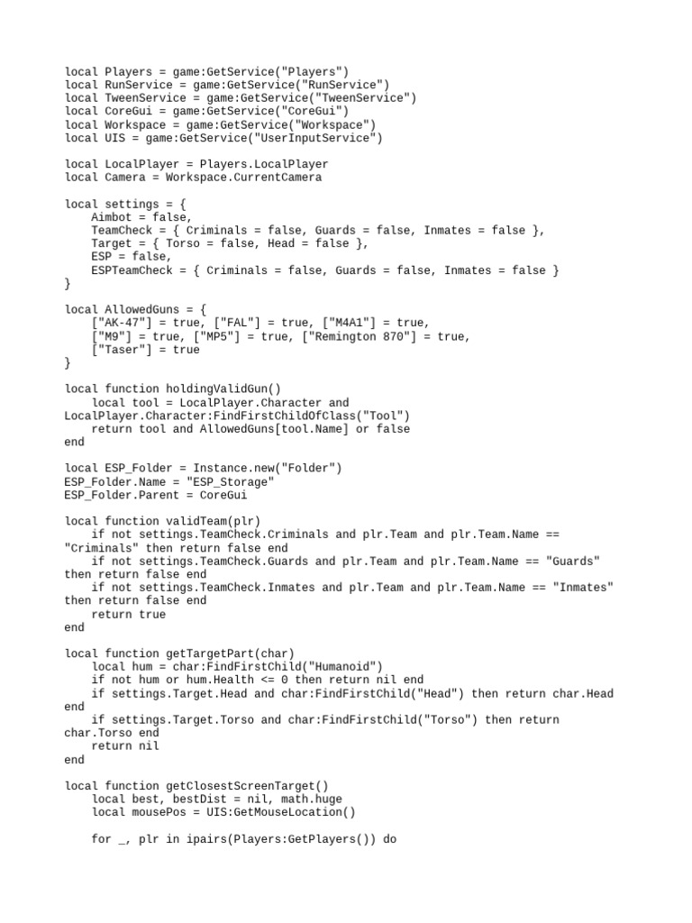 Roblox Aimbot and ESP Script Guide | PDF