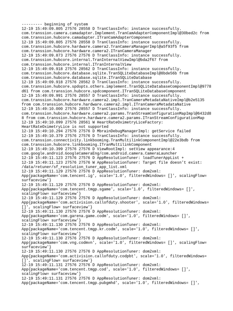 Transsion Camera and App Debug Log | PDF | Android (Operating System ...