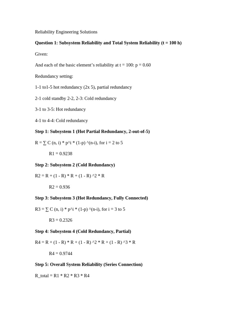Reliability Engineering Solution | PDF