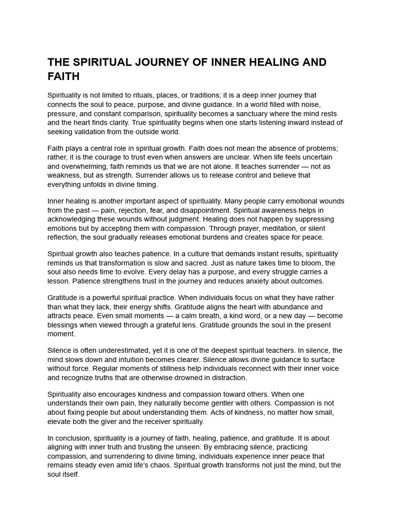 The Spiritual Journey of Inner Healing and Faith | PDF | Spirituality ...