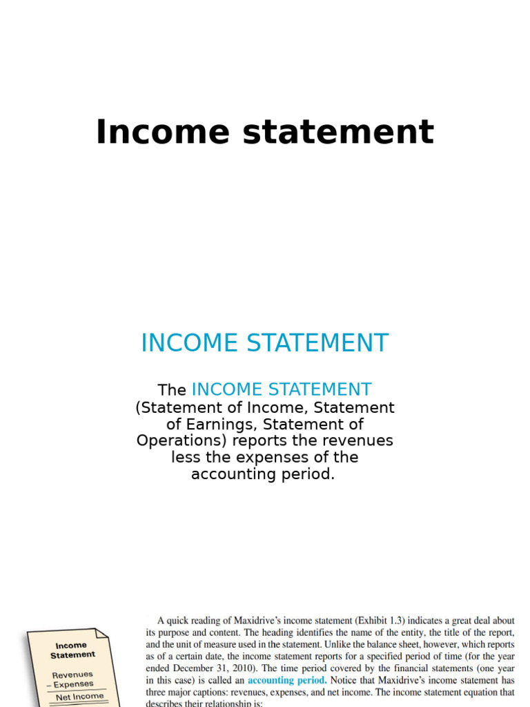 Income Statement | PDF | Revenue | Expense