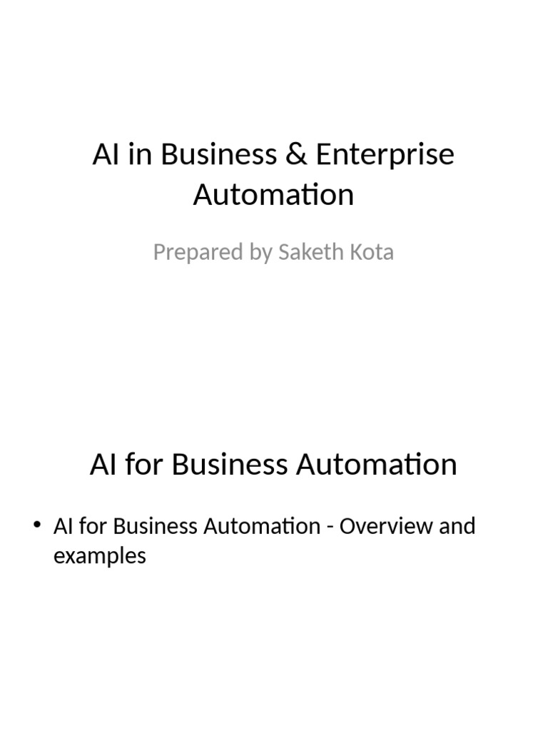 AI Applications in Business Automation | PDF