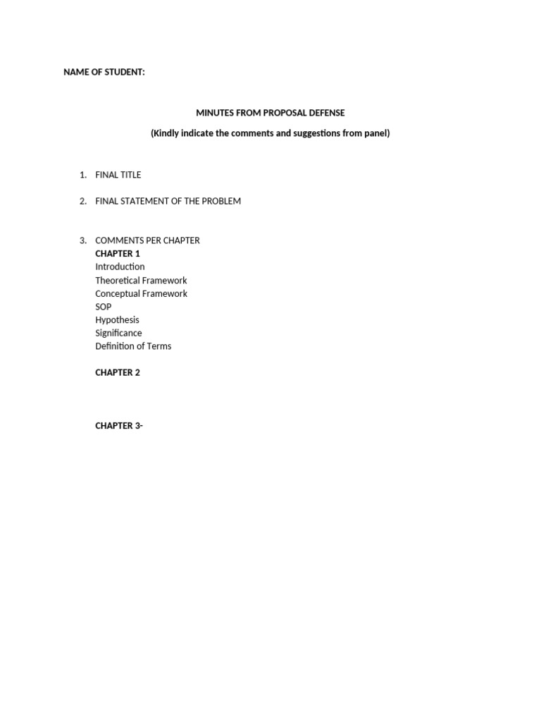 Proposal Defense Minutes Form Jumpecs 67 | PDF