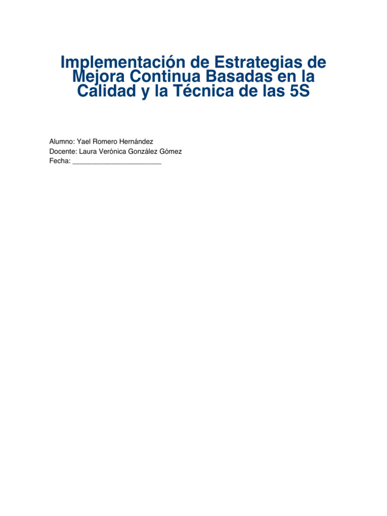 Mejora Continua y 5S en Calidad | PDF | Calidad (comercial)