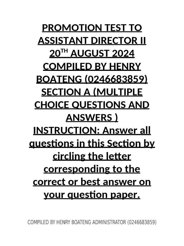 Ad2 20th August 2024. Promotion Aptitude Test Questions and Answers-2 ...