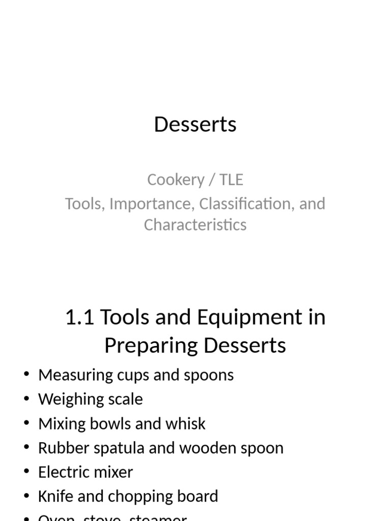 Dessert Topic Cookery Presentation | PDF