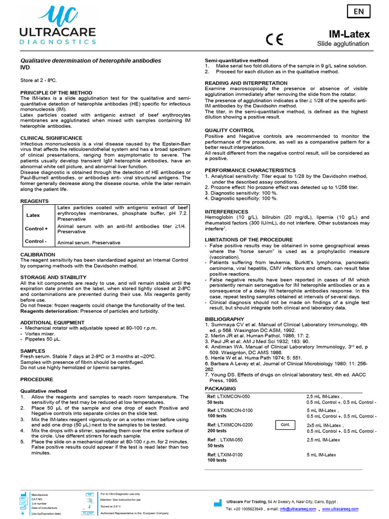 IM-Latex Test for Infectious Mononucleosis | PDF | Antibody | Infection