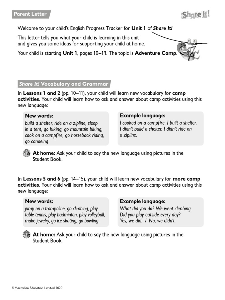 English Progress Tracker: Adventure Camp | PDF