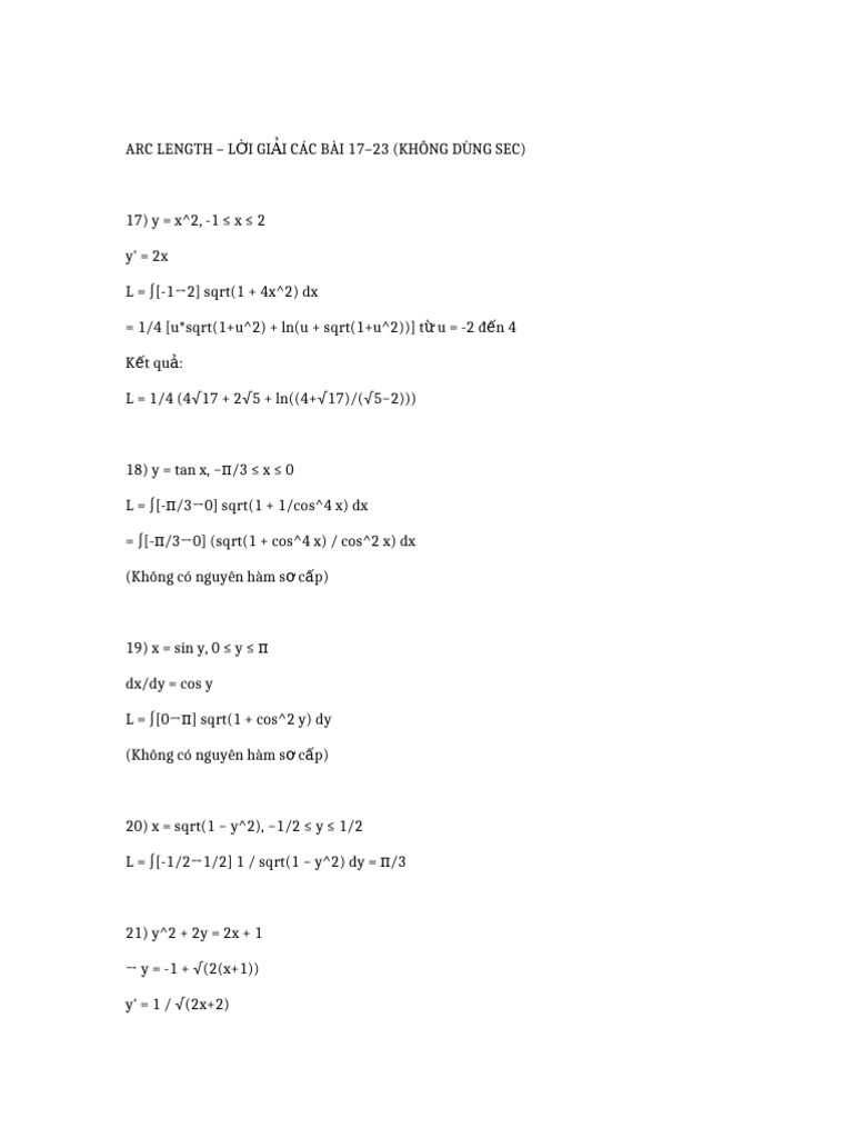 Arc Length Solutions | PDF