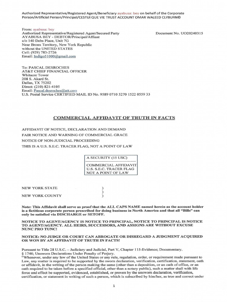 Scanned Copy of Commercial Affidavit of Truth in Facts_at&T_pascal ...
