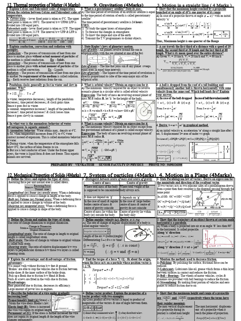 Temperature Scales and Physics Concepts | PDF | Stress (Mechanics) | Orbit