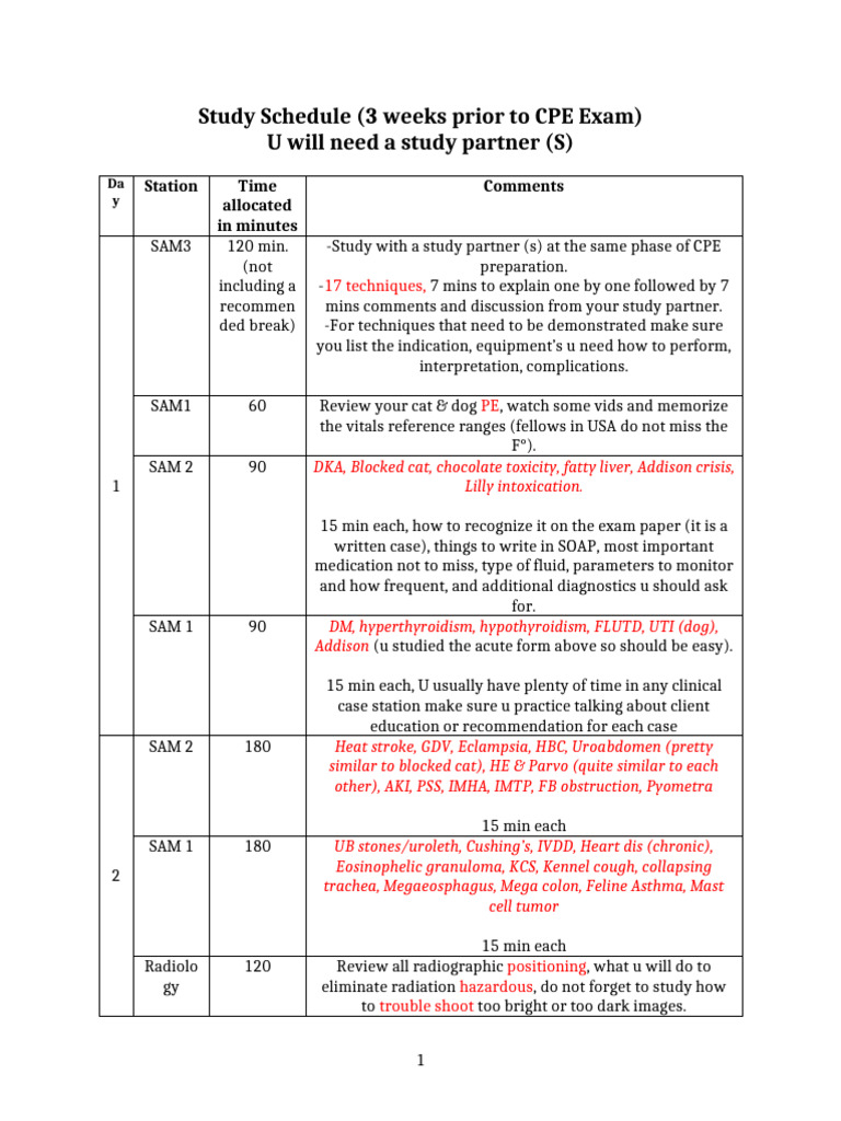 CPE Exam 3-Week Study Schedule | PDF | Cattle | Clinical Medicine