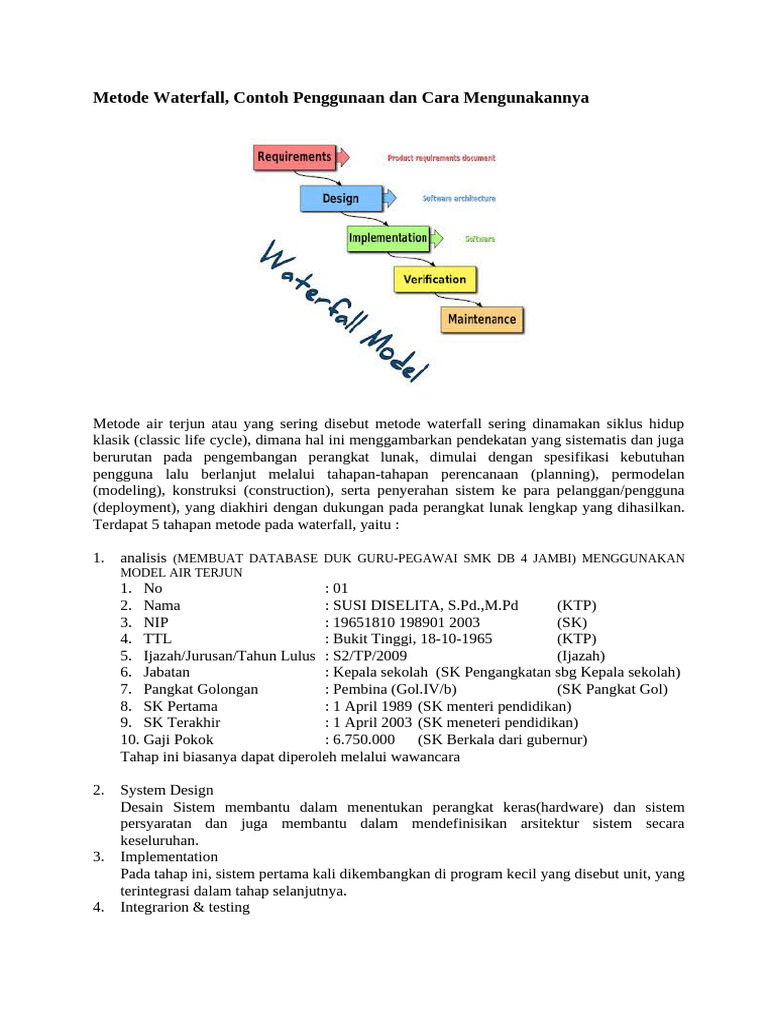Metode Waterfall dalam Pengembangan Sistem | PDF