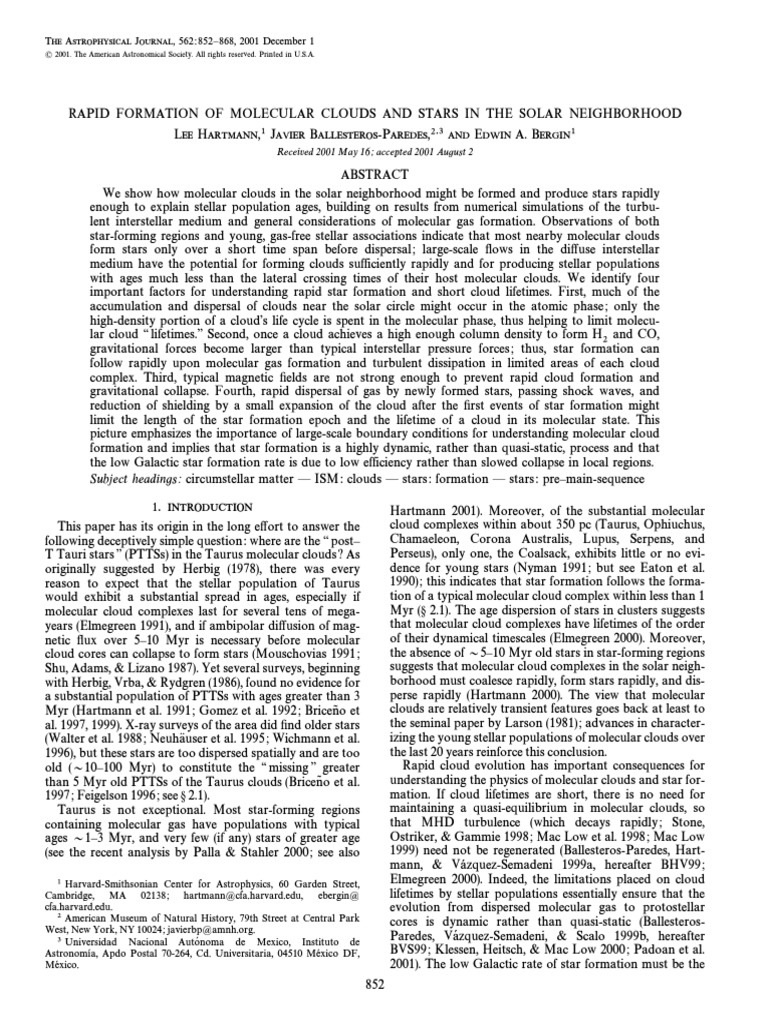 Rapid Star Formation in Molecular Clouds | PDF | Star Formation ...