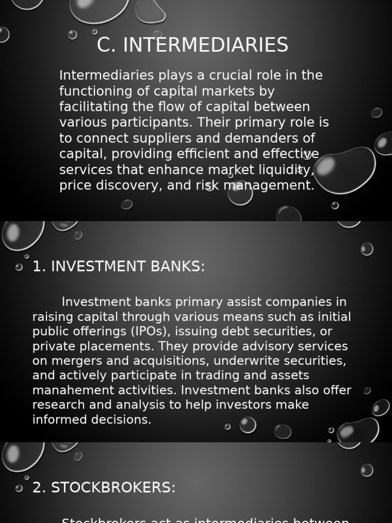 Capital Market Intermediaries Explained | PDF | Securities (Finance ...