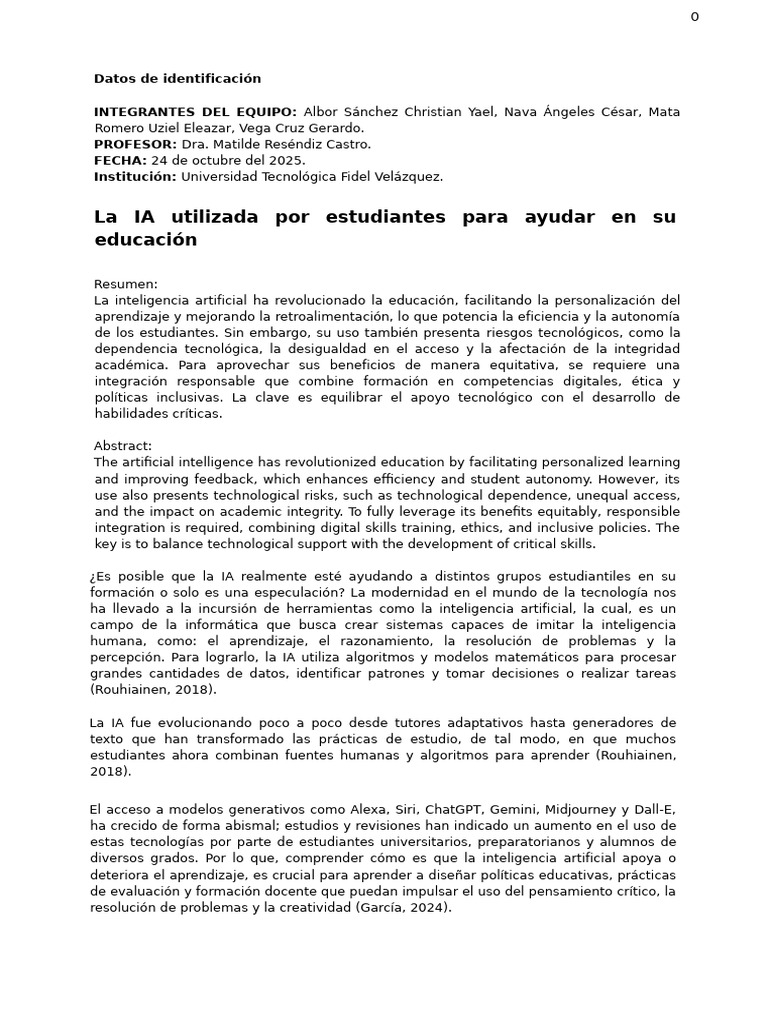 Impacto de la IA en la Educación Estudiantil | PDF | Inteligencia (IA ...