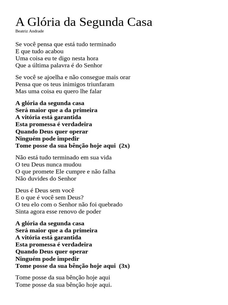 A Glória Da Segunda Casa - Beatriz Andrade - Pasta Pq | PDF