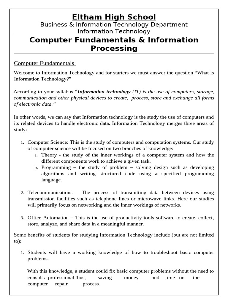 Understanding Computer Systems in IT | PDF | Laptop | Computer Data Storage