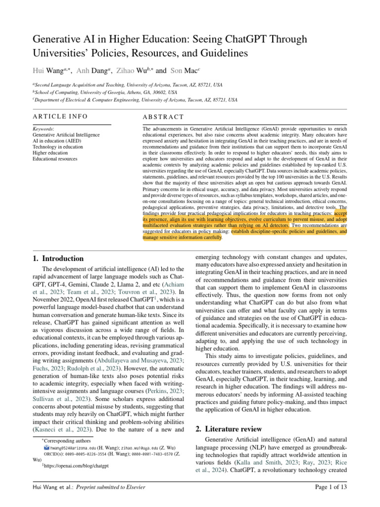 GenAI Policies in Higher Education | PDF | Artificial Intelligence ...